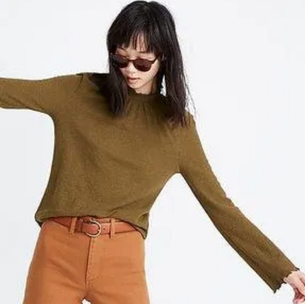 Madewell Texture and Thread Olive Green Mockneck